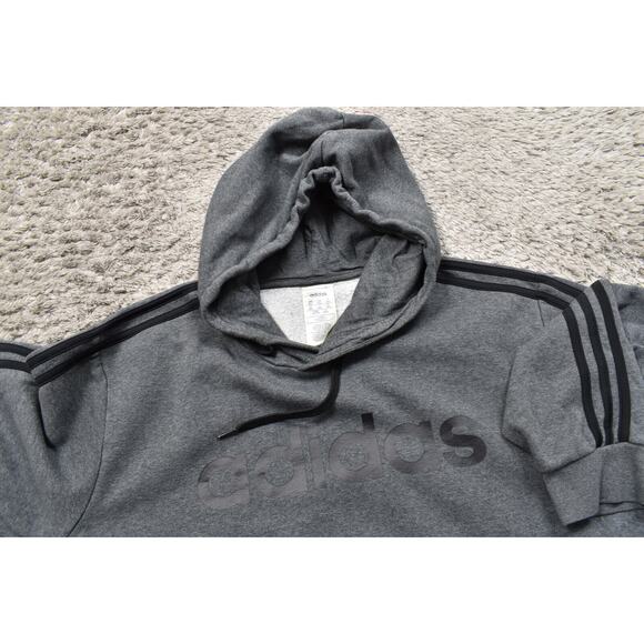 Adidas Men's 2XL Gray Pullover Hoodie - Cotton Blend Kangaroo Classic - Picture 7 of 8